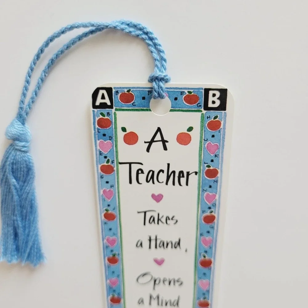 Vintage 90s Kathy Davis Teacher Hand Heart Mind Bookmark gift 1995 Artworks KD04